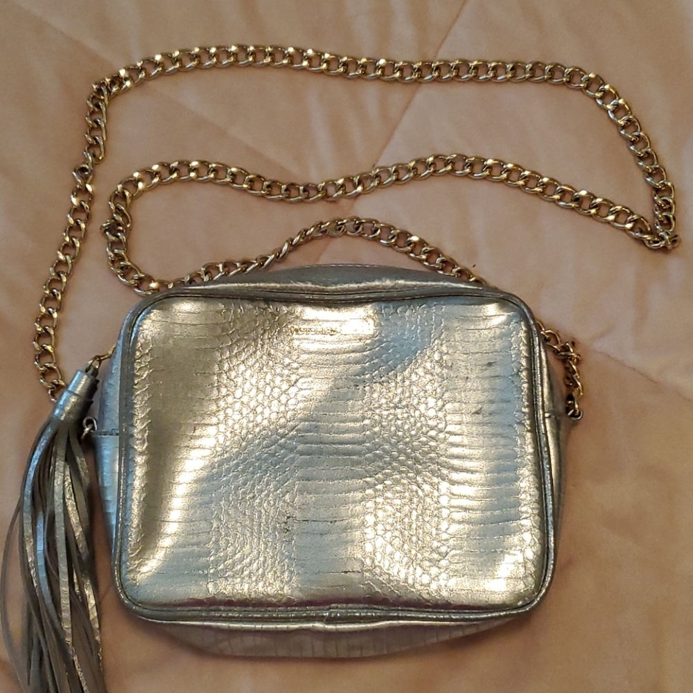 Victoria’s Secret Silver Crossbody w/Gold Chain